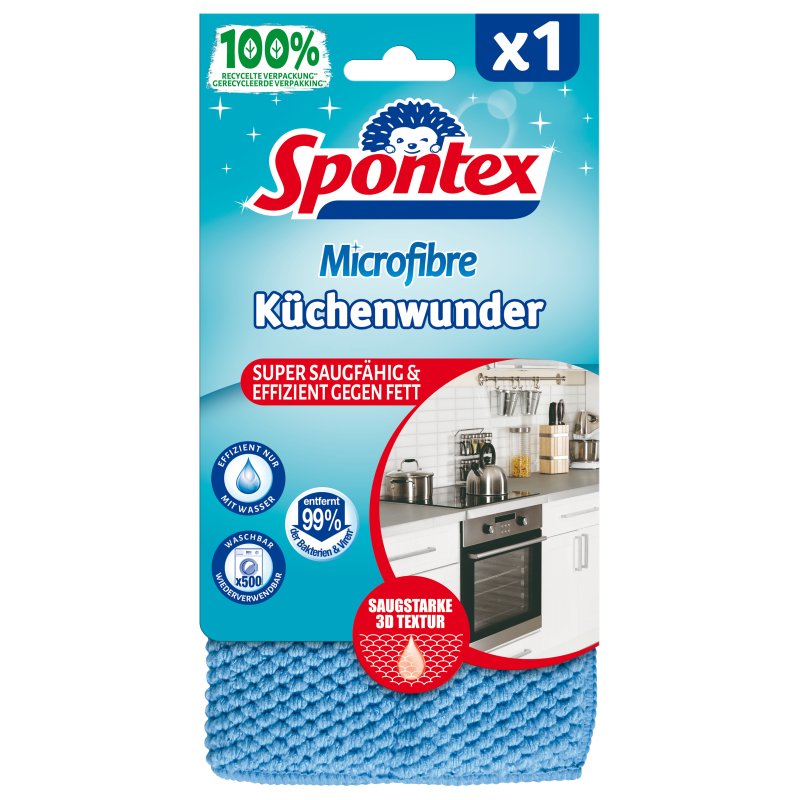 Spontex chiffon microfibre 3D éponge cuisine, bleu